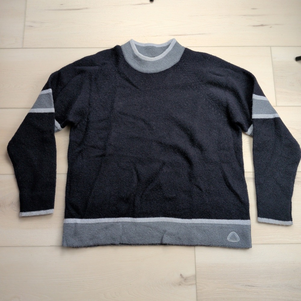 Vintage Nike ACG Wool Sweater Mens Medium Black Grey Thermal Layer 2 Knit Mock